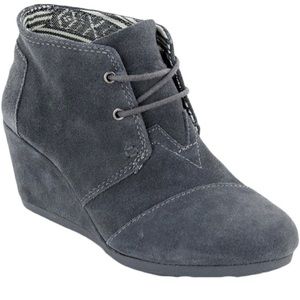 Toms Dark Gray Suede Desert Wedge Bootie Size 9